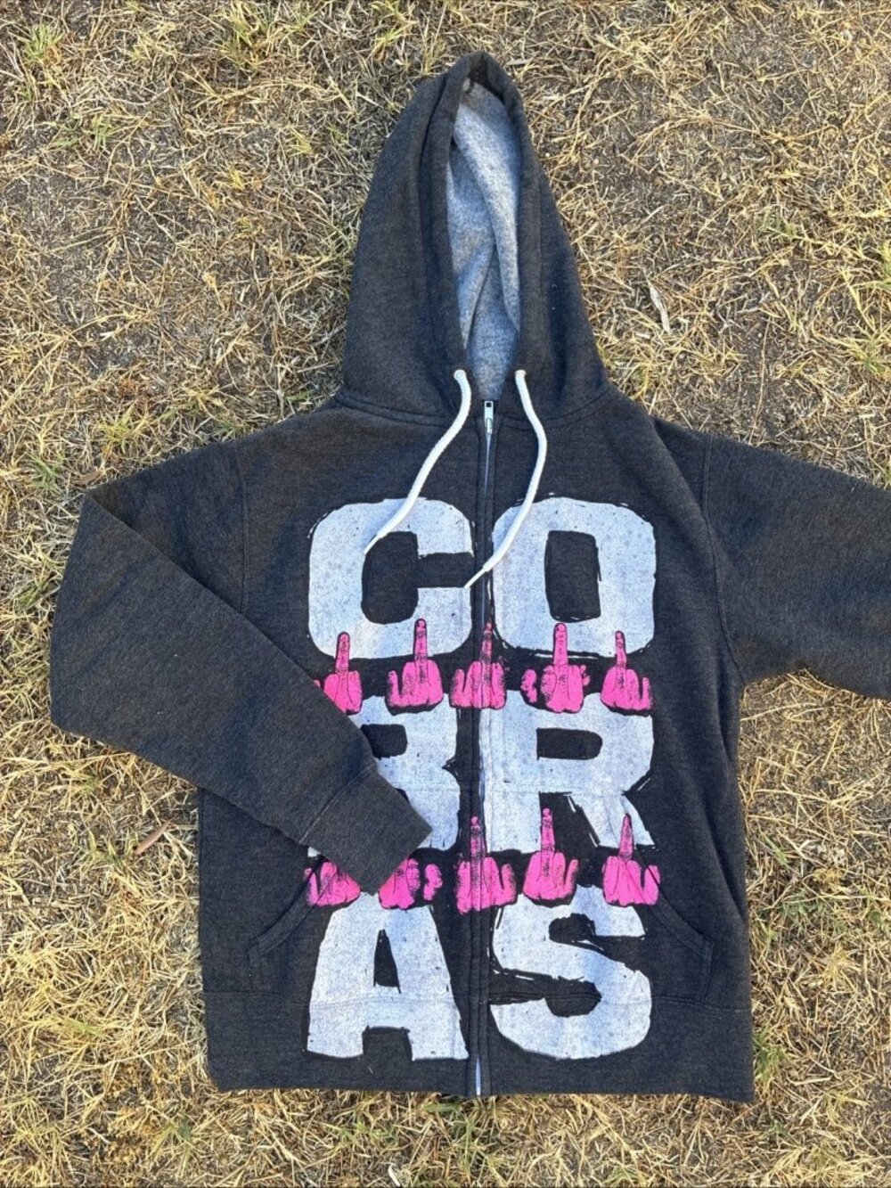 Cobra Middle Finger Graphic Sweatshirt Hoodie Fleece Lining Size S